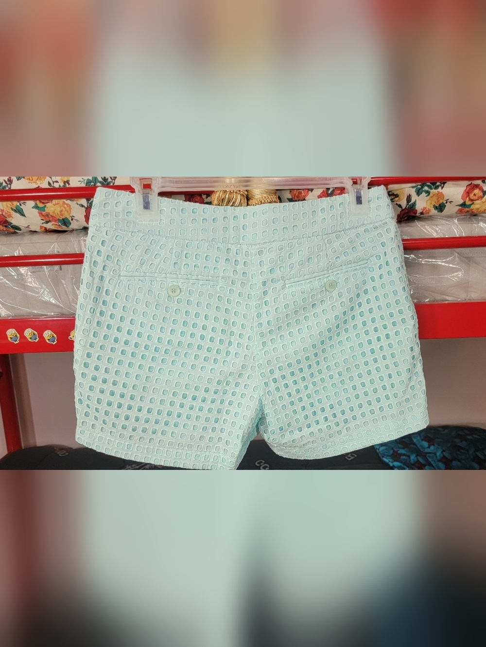 Fleur Bleue Light Blue Eyelet Women's Bermuda Shorts - Classic Summer Style - Picture 2 of 8